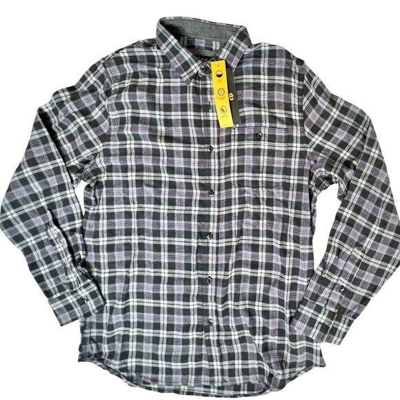 NWT Lee Scotch Plaid Flannel Grey Regular Fit Collared Shirt sz MEDIUM - Picture 1 of 13